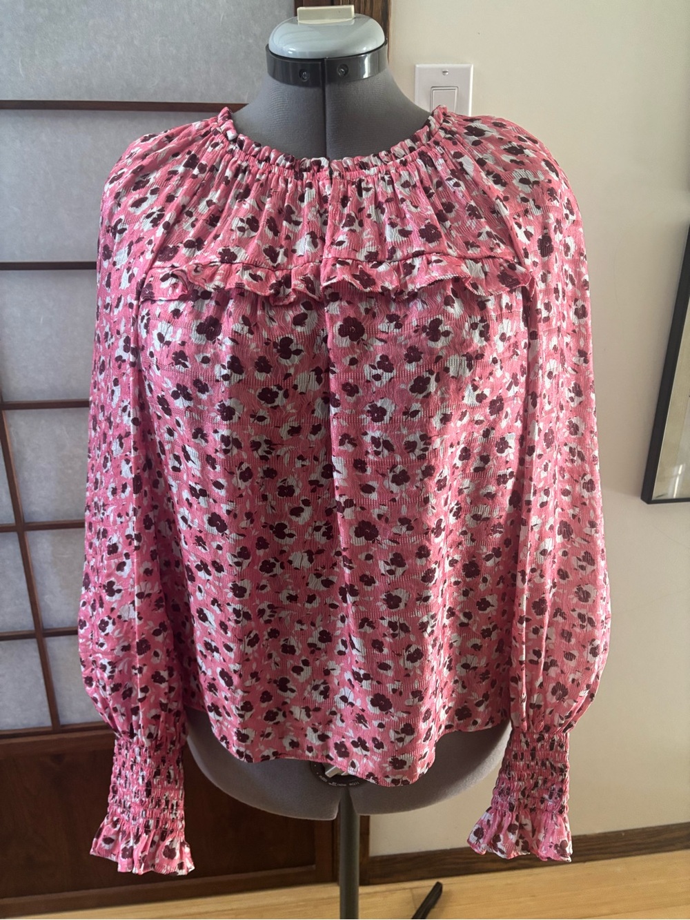 VGUC Ramy Brook Silk and Nylon Taylor Floral Blouse US L